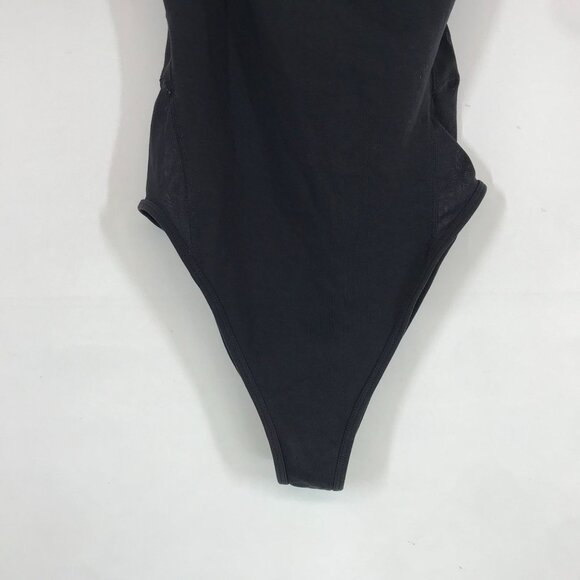 NIKE -WOMEN'S XS -BLACK DRI FIT  ONE SHOULDER COTTON BLEND YOGA BODYSUIT AR6409 - Picture 3 of 6